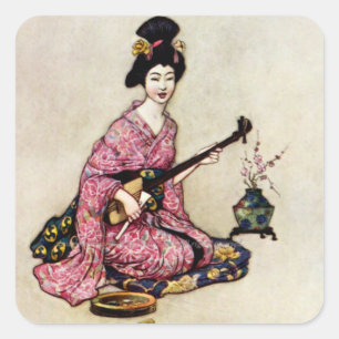 “The Beautiful Dancer of Yedo” by Warwick Goble Square Sticker