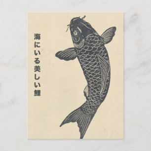 the beautiful koi fish in the sea postcard
