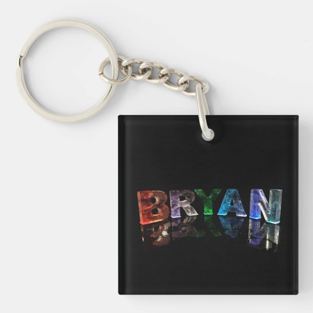 The Beautiful Name Bryan in 3D Lights Key Ring (Front)