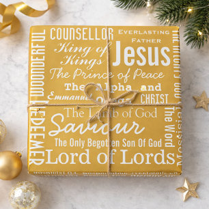The Beautiful Names of Jesus Gold  Wrapping Paper