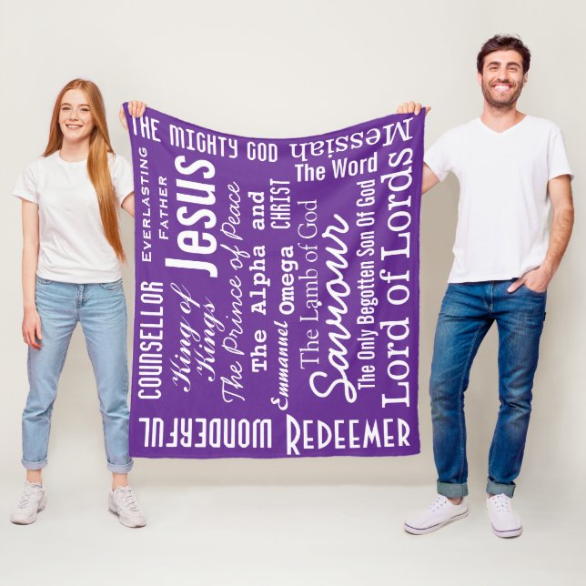 The Beautiful Names of Jesus purple Fleece Blanket (In Situ)
