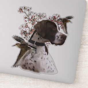 The beautiful pointer in the field 