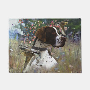 The beautiful pointer in the field  doormat