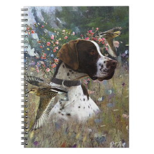 The beautiful pointer in the field notebook
