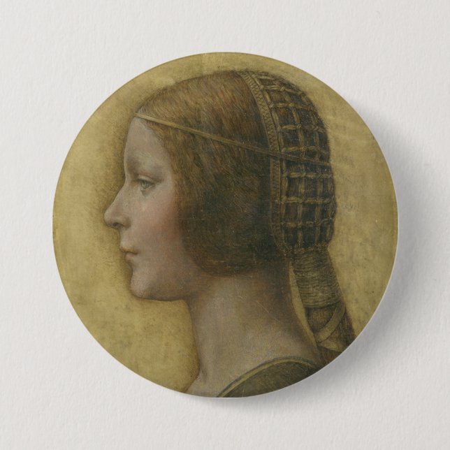 The Beautiful Princess (by Leonardo da Vinci) 7.5 Cm Round Badge (Front)