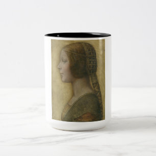 The Beautiful Princess (by Leonardo da Vinci) Two-Tone Coffee Mug