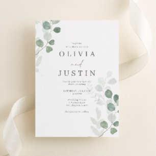 The Beautiful Wedding: Green Leaf Elegance Wedding Invitation