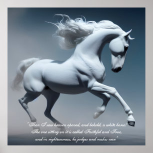 The Beautiful White Horse White Messiah Horse Art  Poster