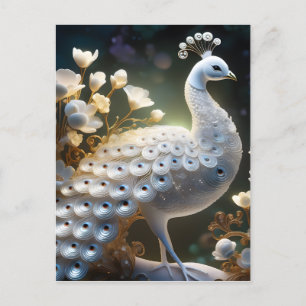 The beautiful white peacock is coalescing luminesc postcard