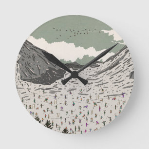 The Beautiful Winter Ski Landscape Round Clock
