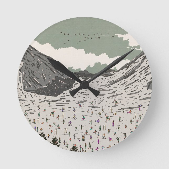 The Beautiful Winter Ski Landscape Round Clock (Front)