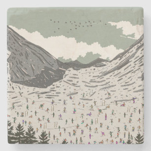 The Beautiful Winter Ski Landscape Stone Coaster