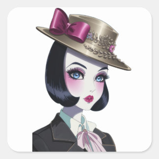The beauty girl square sticker