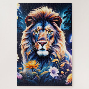 The beauty of a lion in its surroundings jigsaw puzzle