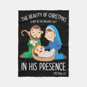 The Beauty Of Christmas Nativity Family Season  Fleece Blanket