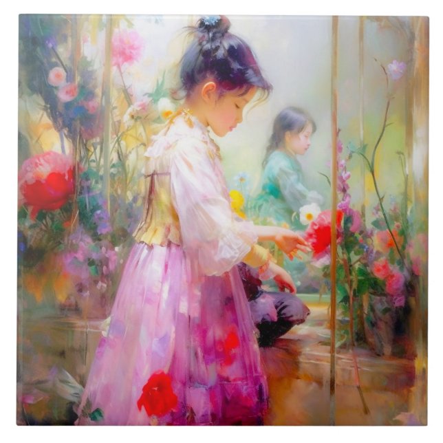 The Beauty of Flowers  Ceramic Tile (Front)