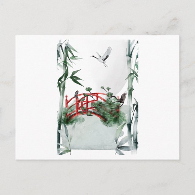 The beauty of the bridge and the scenery of Japan Postcard (Front)