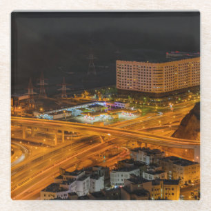 The Beauty Of The City At Night. Glass Coaster