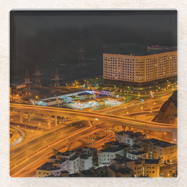 The Beauty Of The City At Night. Glass Coaster (Front)