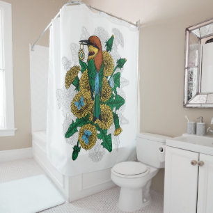 The bee eater with the golden pendant shower curtain