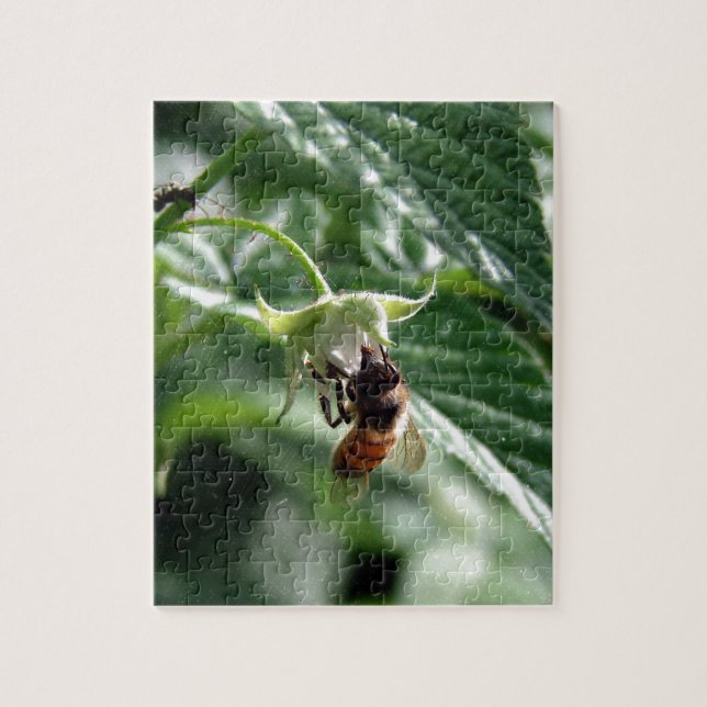 The Bee on the Raspberry Bush Jigsaw Puzzle (Vertical)
