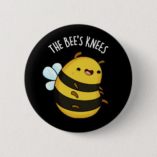 The Bees Knees Funny Bumble Bee Pun Dark BG 6 Cm Round Badge