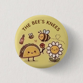 The Bee's Knees Kawaii Taco and Bee Pun Pin Button