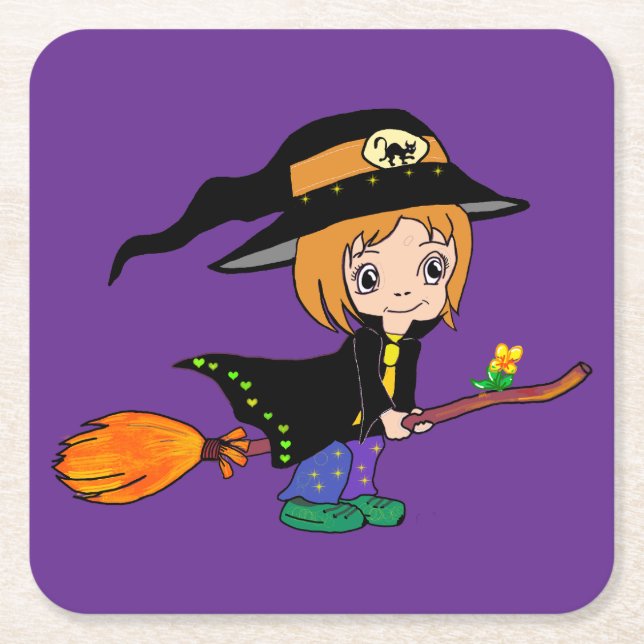 The beloved witch. square paper coaster (Front)