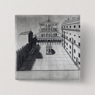 The Belvedere Court in Old St. Peter's Rome 15 Cm Square Badge