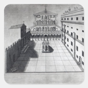 The Belvedere Court in Old St. Peter's Rome Square Sticker
