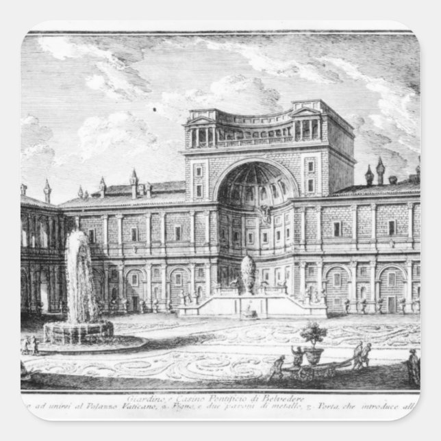 The Belvedere Court in the Vatican Rome Square Sticker (Front)