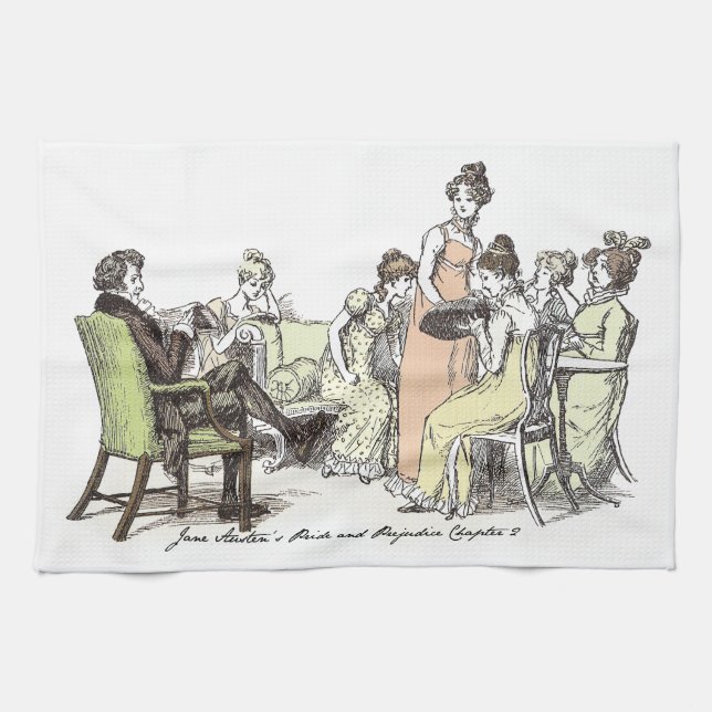 The Bennet Family - Jane Austen Pride & Prejudice Tea Towel (Horizontal)