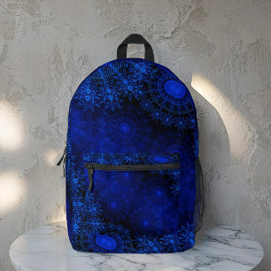 The berry blue sparkling flower art  printed backpack