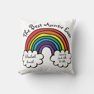 The Best Auntie Ever Colourful Rainbow Cushion