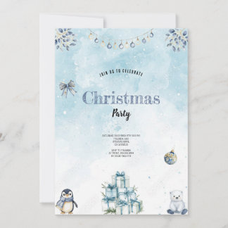 the best blue and whit christmas invitation