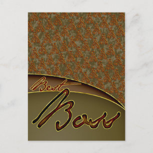 The best boss golden brown design postcard