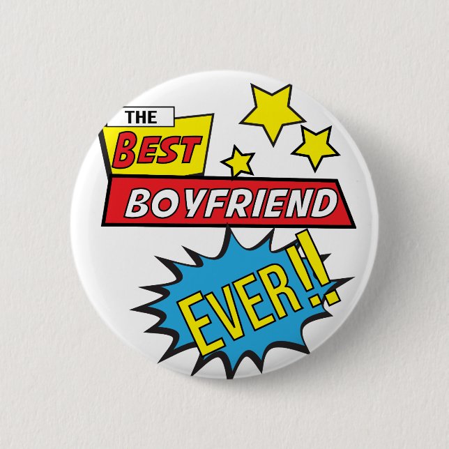 The best boyfriend ever pop art comic book 6 cm round badge (Front)