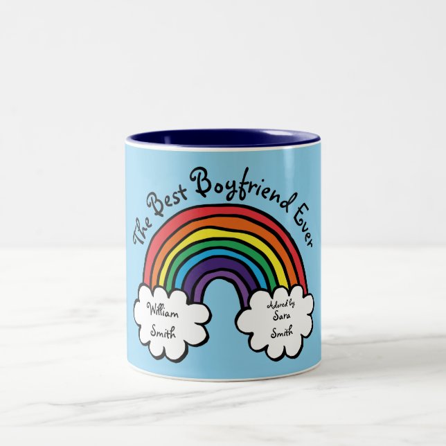 The Best Boyfriend Ever Rainbow Two-Tone Coffee Mug (Center)