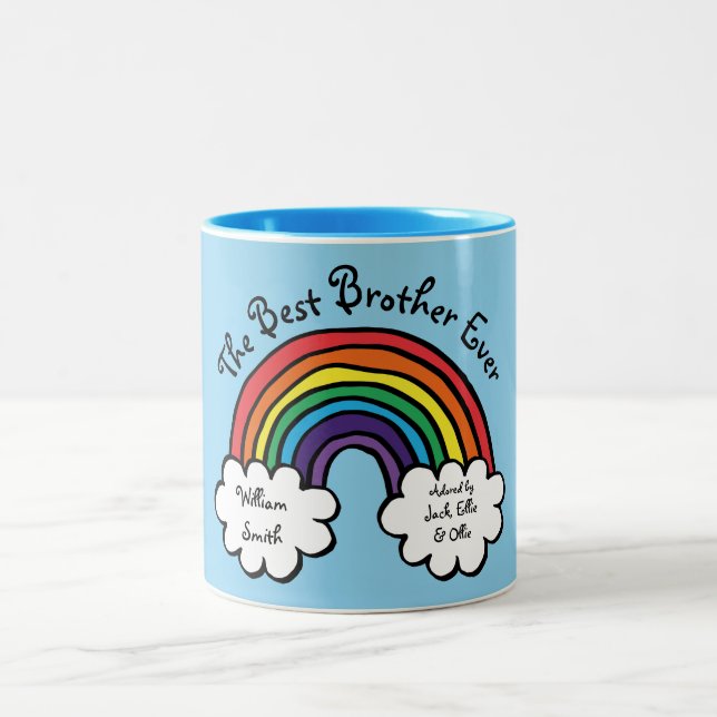 The Best Brother Ever Rainbow Blue Two-Tone Coffee Mug (Center)