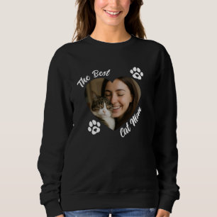 "The Best Cat Mom" Personalized Photo Heart  Sweatshirt