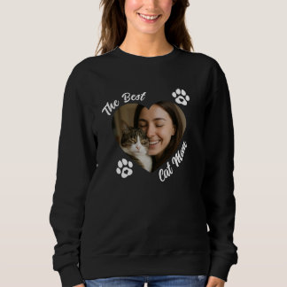 "The Best Cat Mom" Personalized Photo Heart  Sweatshirt