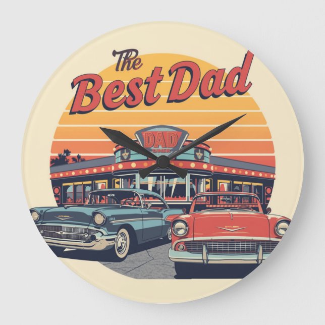 The Best Dad Diner Large Clock (Front)
