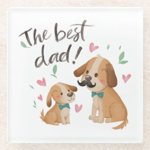 The Best Dad Dog Glass Coaster