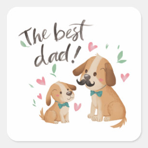 The Best Dad Dog Square Sticker