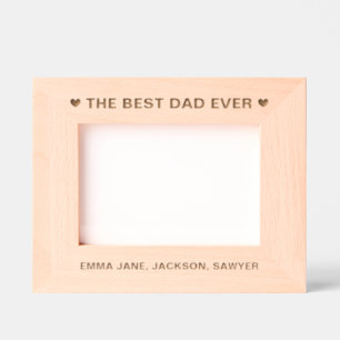 The Best Dad Ever Hearts and Names Etched Frames