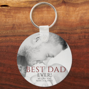 The Best Dad Ever Typography Father`s Day Photo Key Ring
