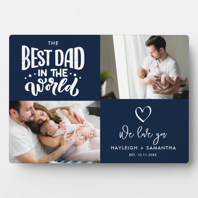 The Best Dad in the World Family Photos Script Plaque (Front)