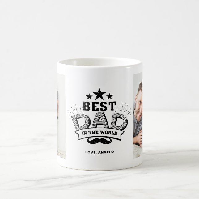 The Best Dad in the World Two Photo Collage Mug (Center)