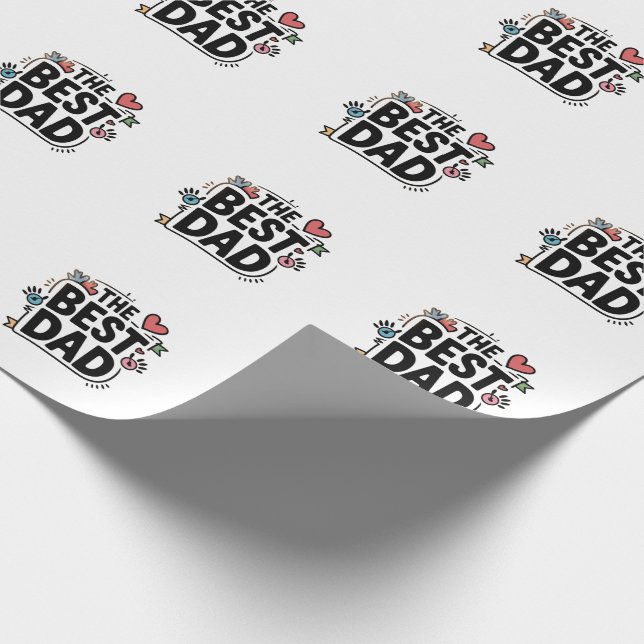 The Best Dad text design Wrapping Paper (Corner)