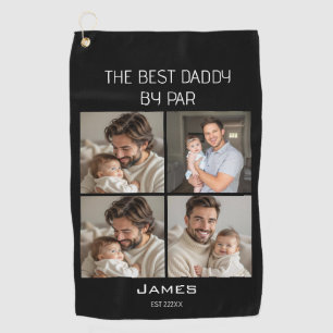 the best daddy by par elegant script photo collage golf towel